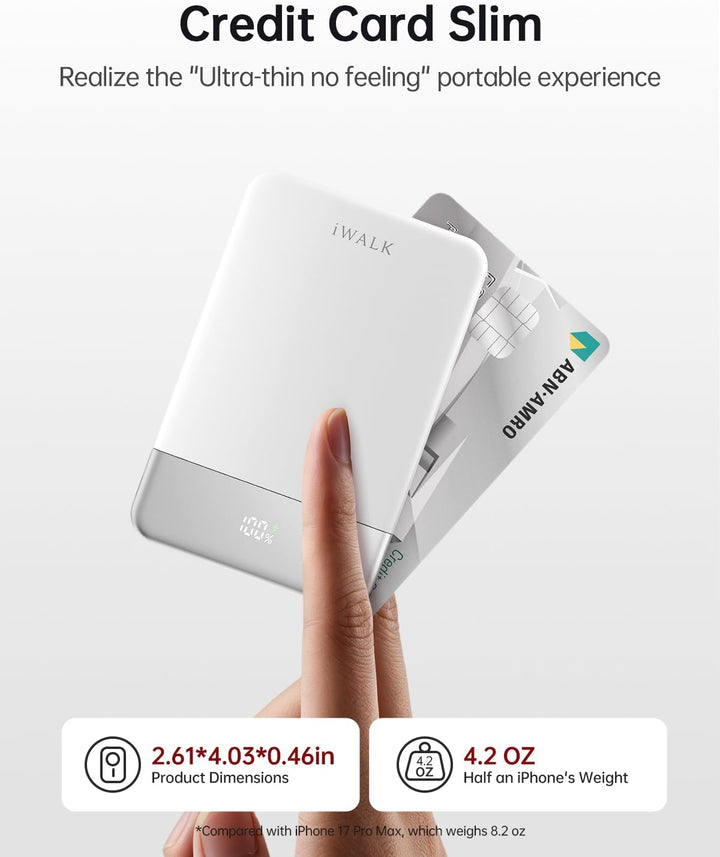 iWALK Cargador Portátil Magnético 5000mAh, Blanco