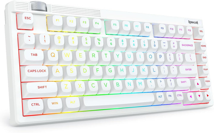 Redragon Teclado mecánico inalámbrico color crema, Bluetooth\/2.4GH...