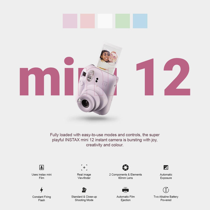 Cámara instantánea Fujifilm Instax Mini 12 color rosa florecido + e...