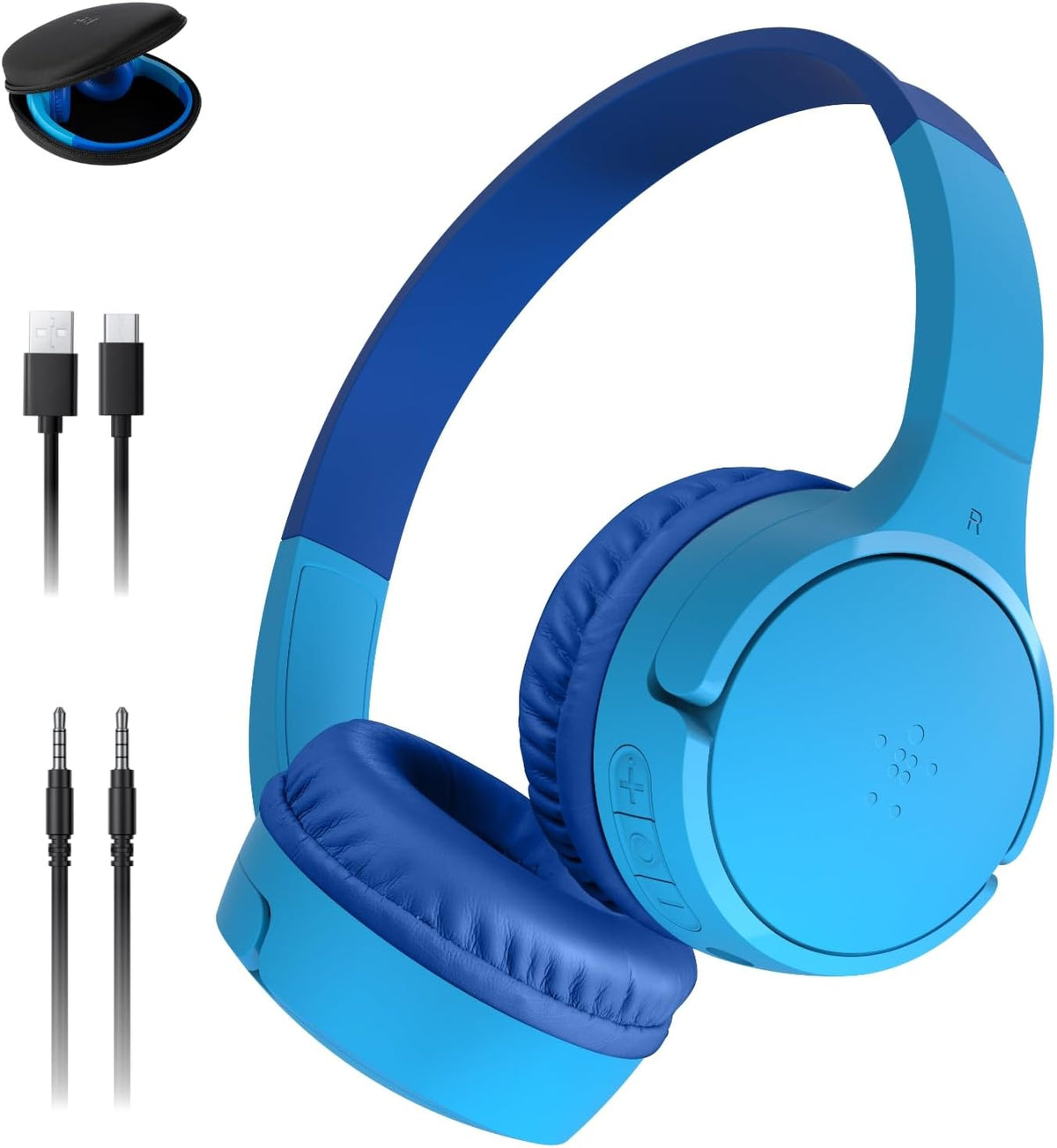 Belkin SoundForm Mini - Auriculares inalámbricos Bluetooth para niños, batería de 30 horas, límite de volumen seguro de 85 dB, micrófono integrado, auriculares para niños pequeños para iPhone, iPad