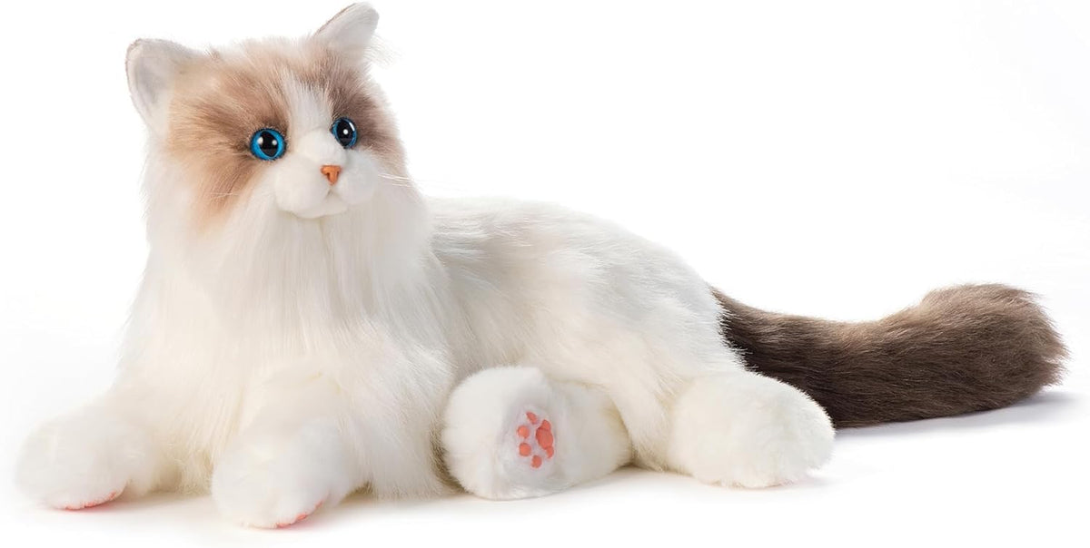 Chongker Compañero interactivo robot gato mascotas, animales de peluche con peso hecho a mano, juguete de peluche para gato con respuesta de voz, latido realista del corazón y ronroneo, gato Ragdoll
