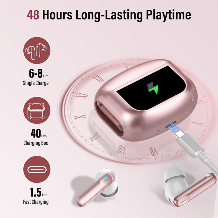 Thunelec Auriculares inalámbricos, auriculares Bluetooth 5.4 con pa...