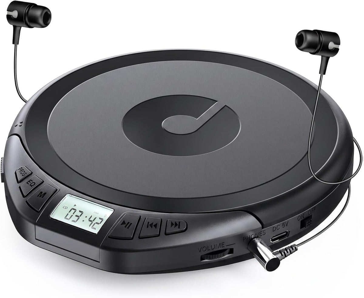 Gueray Reproductor de CD portátil con auriculares reproductor de CD para