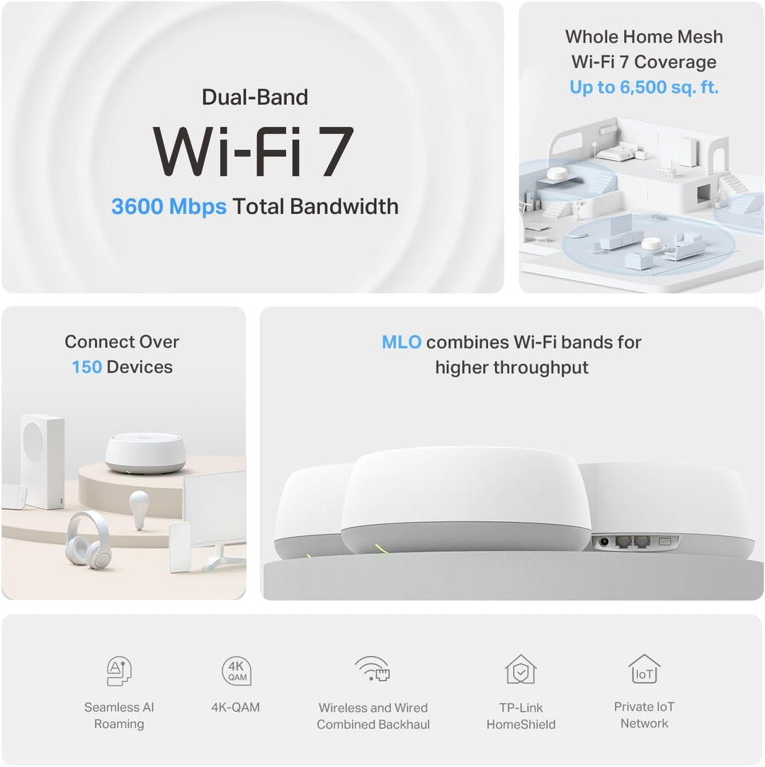TP-Link Deco 7 BE23 Sistema Wi-Fi de doble banda BE3600 WiFi 7 Mesh...