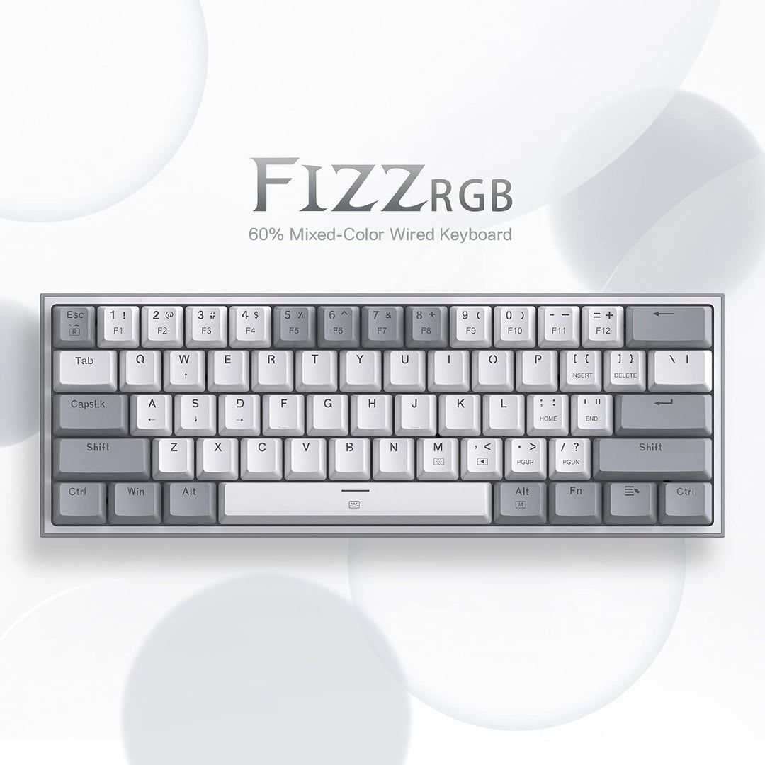 Redragon K617 Fizz - Teclado con cable para juegos RGB 60%, teclado...