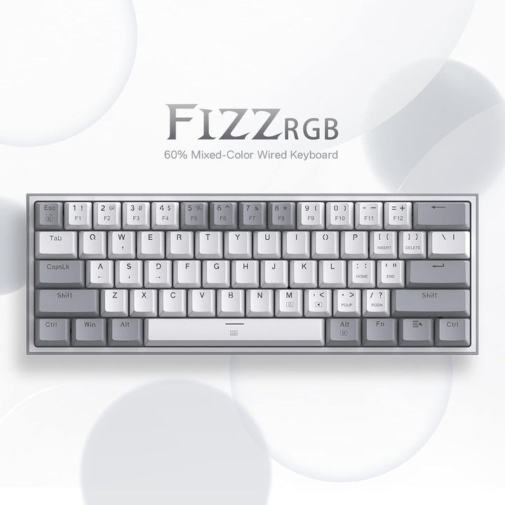 Redragon K617 Fizz - Teclado con cable para juegos RGB 60%, teclado...