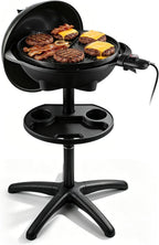 Techwood - Parrilla eléctrica, parrilla portátil 2 en 1 para interiores y exteriores, parrilla de soporte extraíble de 1750 W con placa antiadherente, plancha eléctrica para campamento, patio y patio