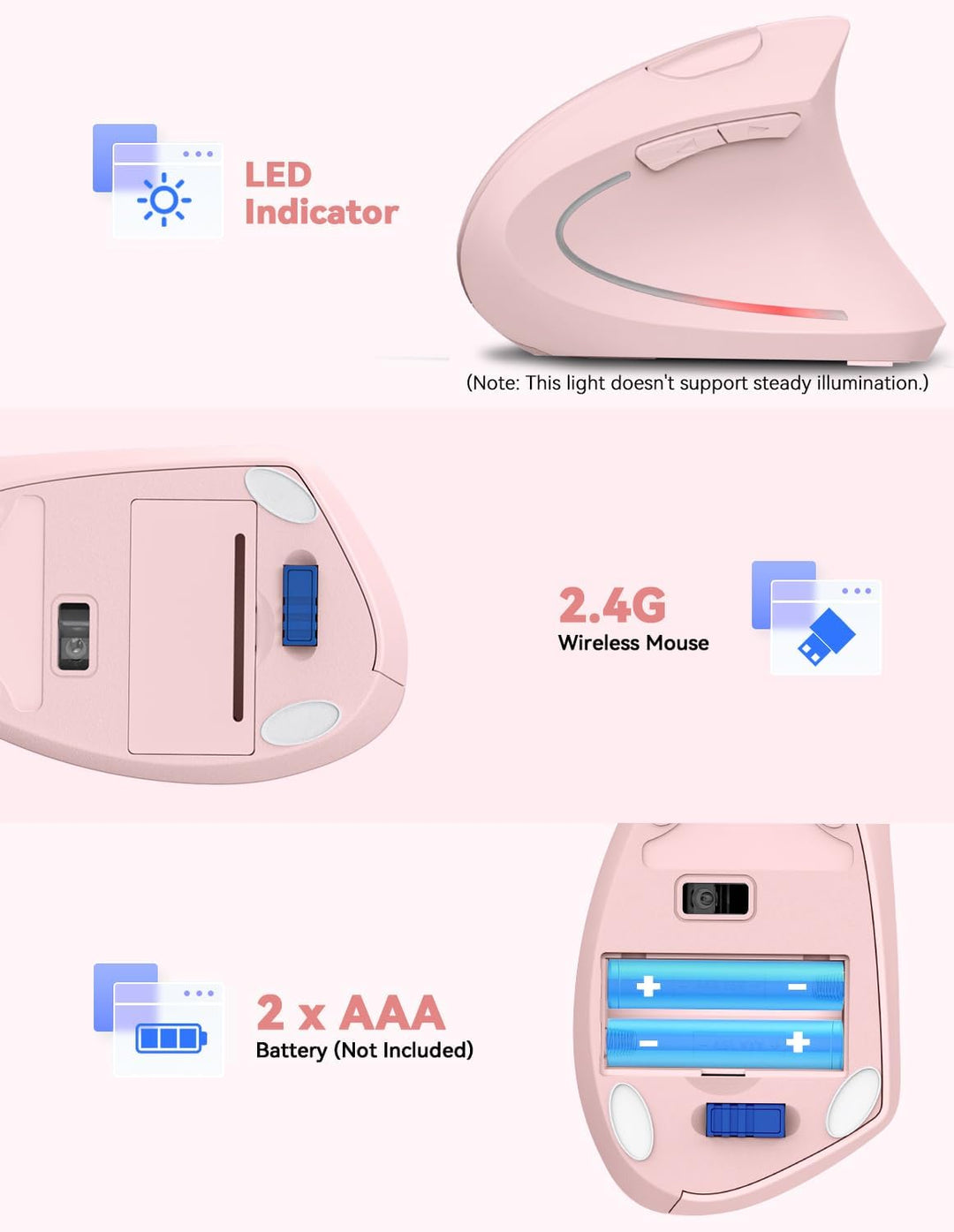 TECKNET ratón inalámbrico vertical ergonómico 2.4G - ratones óptico...