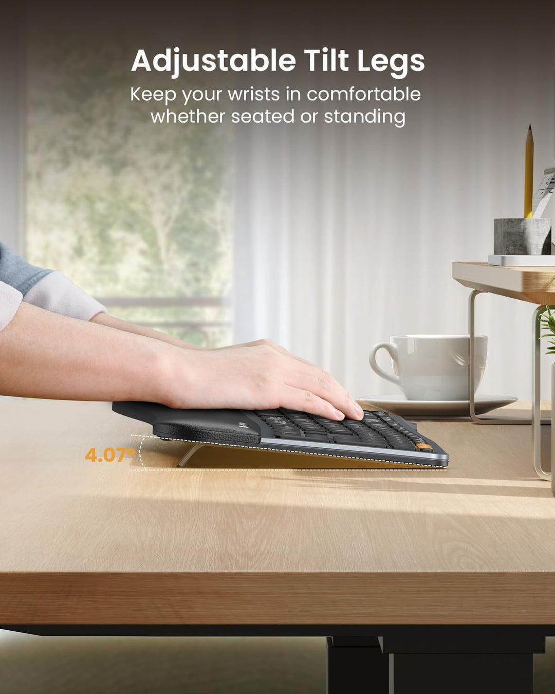 ProtoArc EK01 Plus - Teclado ergonómico Bluetooth retroiluminado, t...