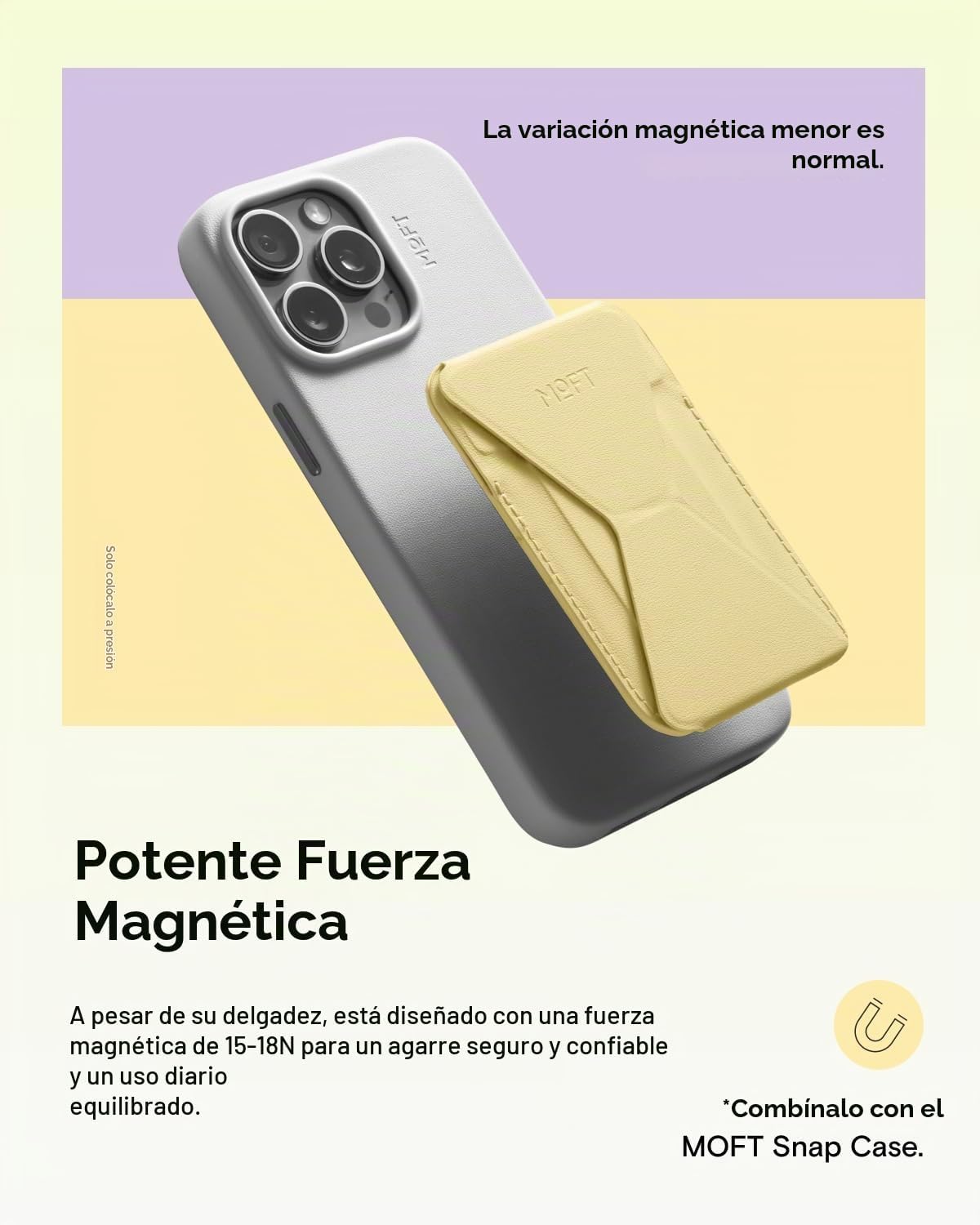 MOFT - Soporte magnético para cartera compatible con iPhone 18/17/16/15/14/13, ajuste de ángulo, soporte de teléfono compatible con MOVAS