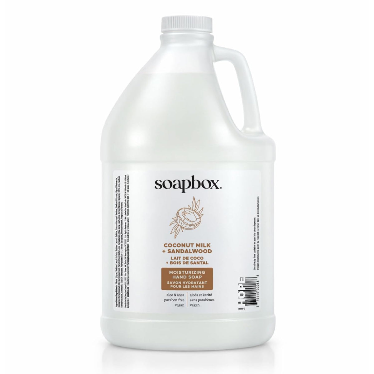 Soapbox Repuesto de jabón líquido de manos, leche de coco y sándalo