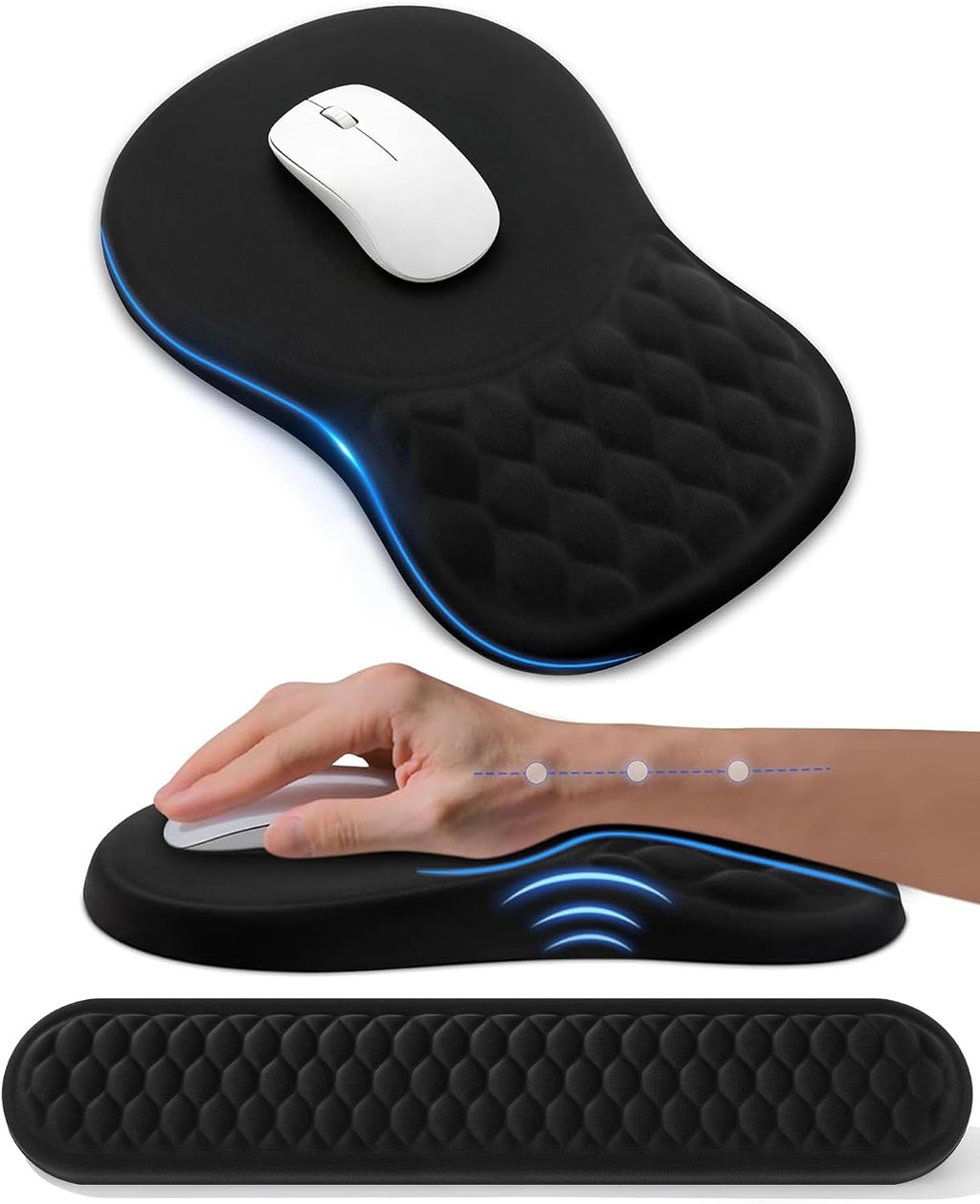 Juego de soporte ergonómico de muñeca para teclado y ratón