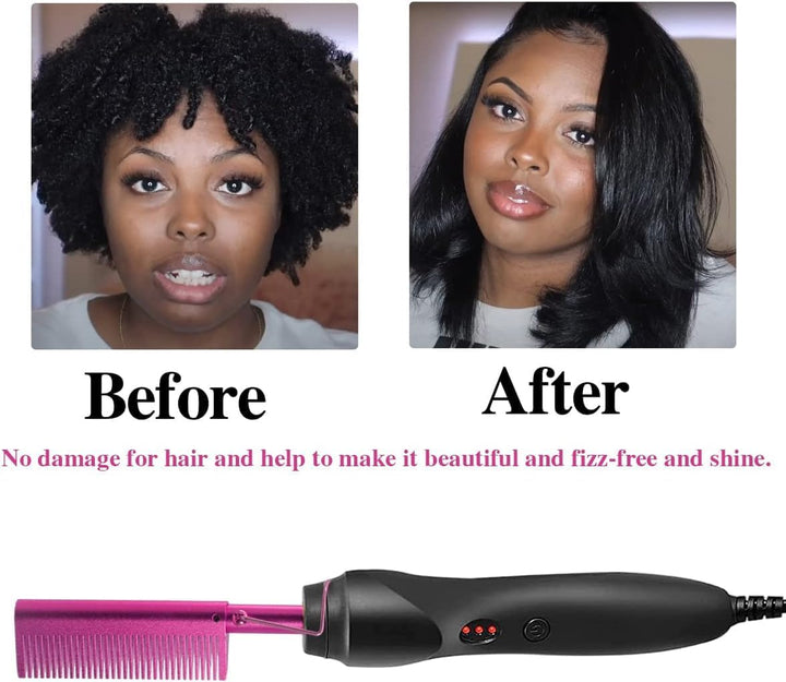 Peine caliente alisador de pelo para cabello negro natural y peluca...