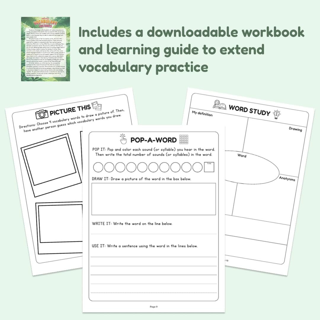 The Fidget Game Vocabulario Buitres, Juegos de palabras para niños de 8 a