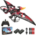 Dron de control remoto de dinosaurio, 2.4G EPP Foam RC Pterodactyl Hobby RC aviones con giroscopio de 6 ejes, aterrizaje de despegue de una tecla, rollo de acrobacias y giro de 360, juguete de caza de chorro de juguete de Navidad, regalo de cumpleaños