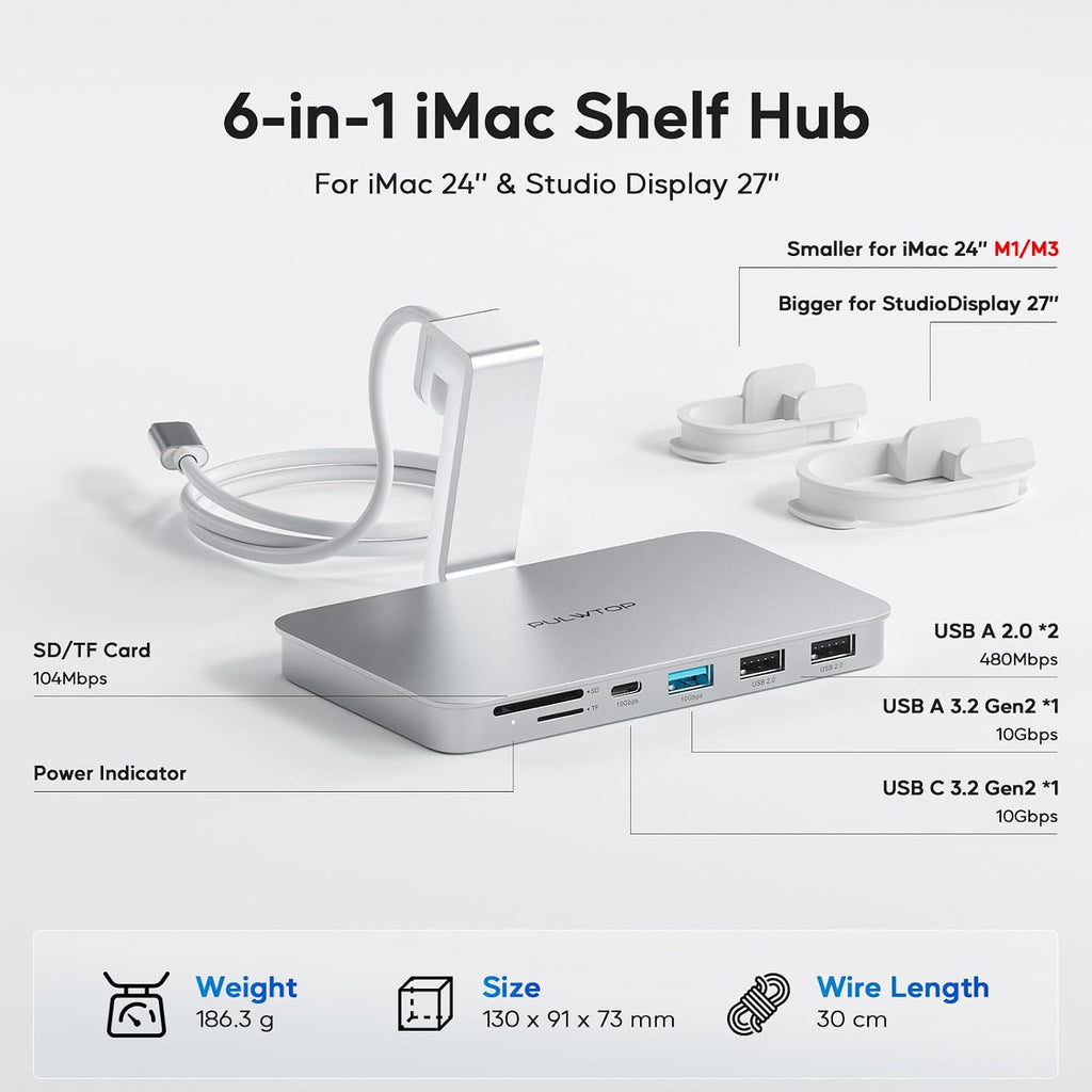 PULWTOP, hub USB 2.0, alimentado