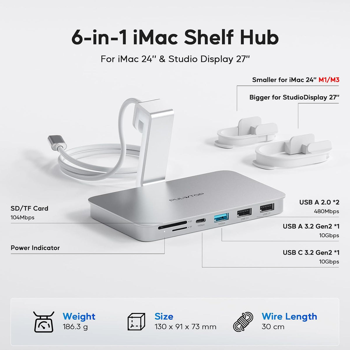PULWTOP, hub USB 2.0, alimentado