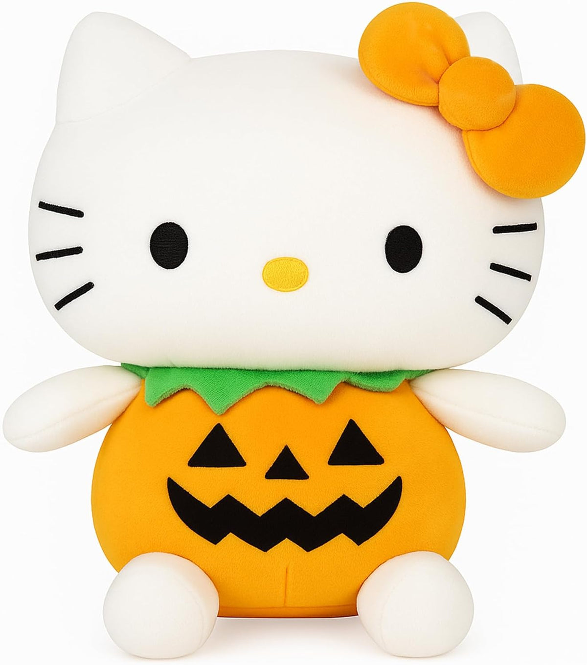Pelusa de gato calabaza de Halloween de 7 pulgadas, gatito suave y tierno de peluche, adorable decoración y regalo de Halloween (Blanco)