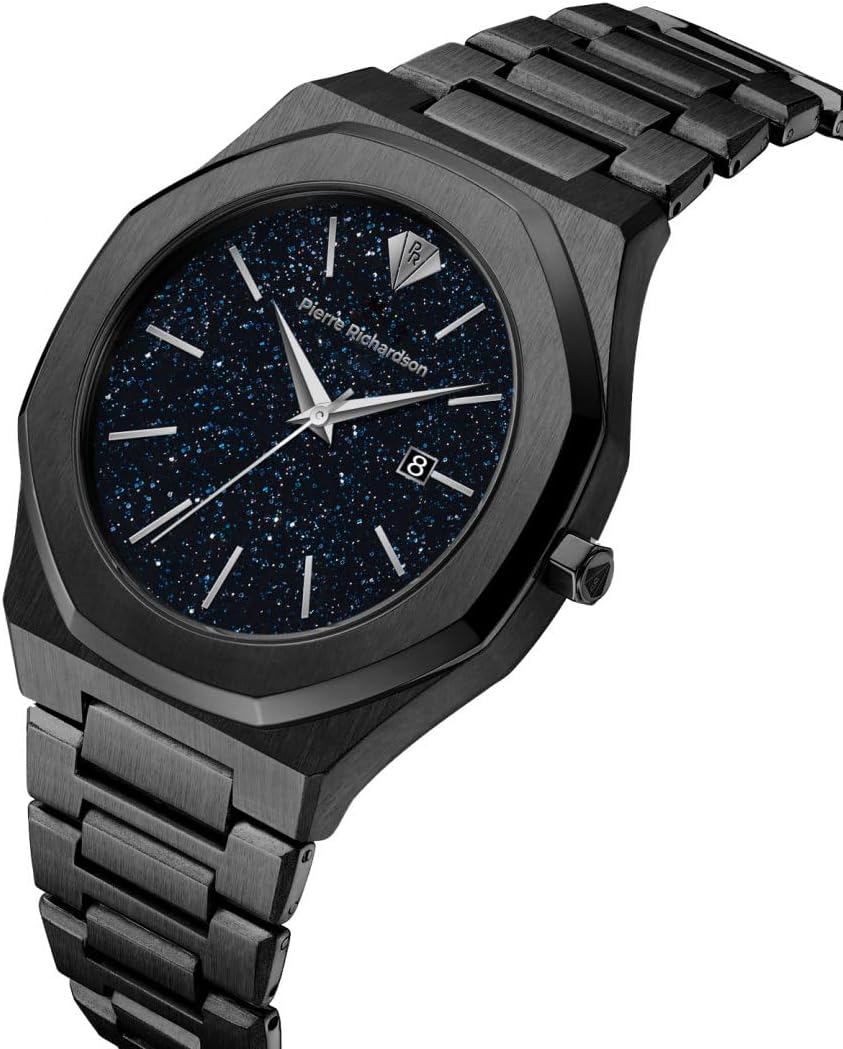 PIERRE RICHARDSON PR5428 Reloj de lujo para hombre – Movimiento de cuarzo japonés, acero inoxidable, 41mm, 5ATM resistente al agua, cristal de zafiro resistente a los arañazos – Reloj de vestir