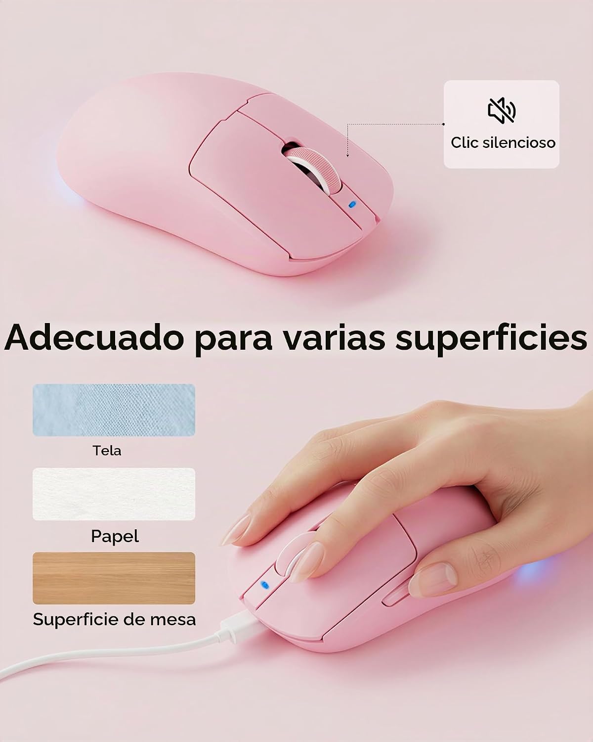 EWEADN C98 Combo de teclado y mouse con cable, teclados ergonómicos...