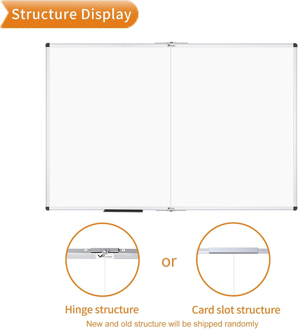 VIZ-PRO Pizarra Magnética de Borrado en Seco, 60 X 36 Pulgadas, Pizarra Blanca Plegable para Montar en la Pared con Marco de Aluminio Plateado y Bandeja de Marcadores para Escuela, Oficina y Hogar 5