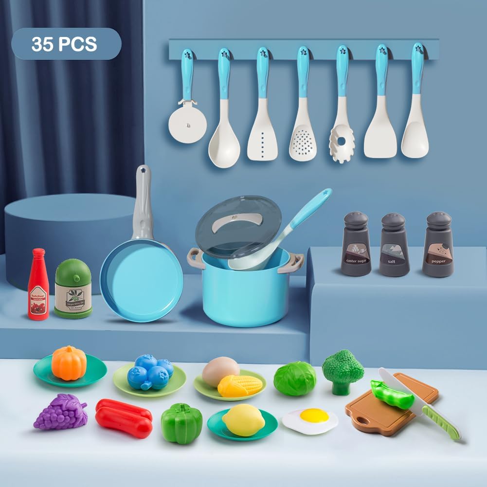 35 piezas de accesorios de juguete para cocina de niños, juego de c...