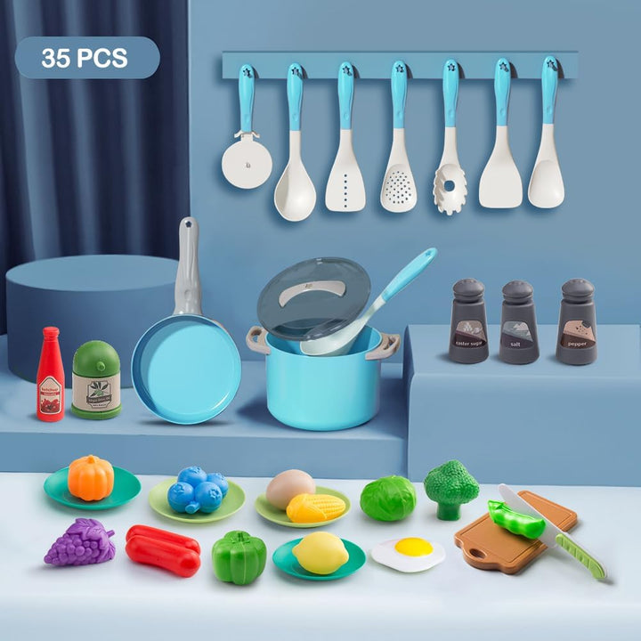 35 piezas de accesorios de juguete para cocina de niños, juego de c...