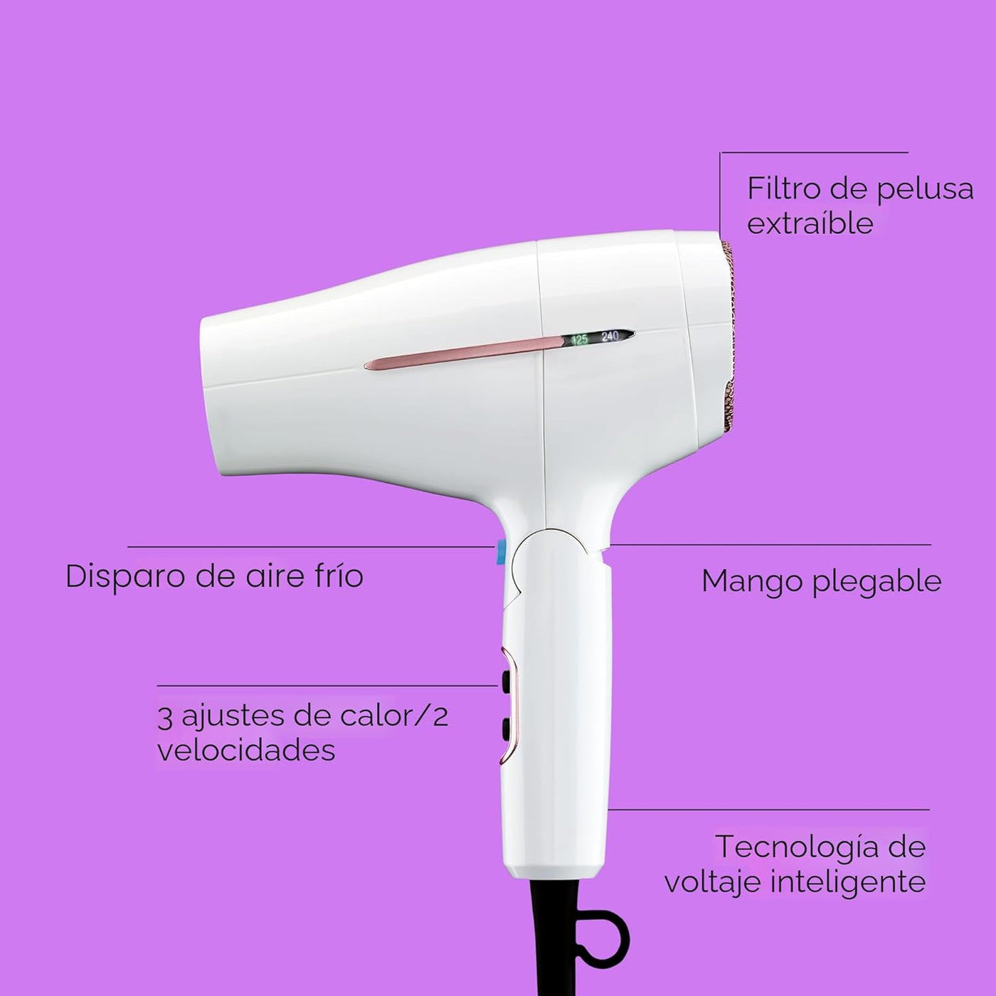 Conair Secador de viaje de cerámica doble con concentrador y mango...