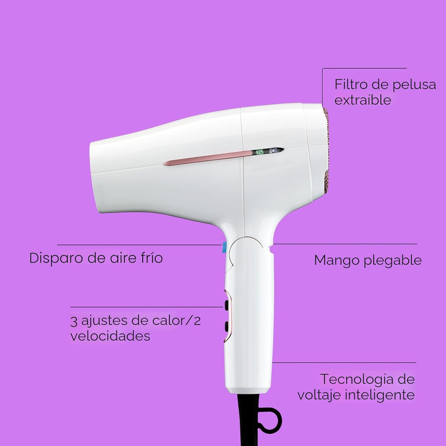 Conair Secador de viaje de cerámica doble con concentrador y mango...