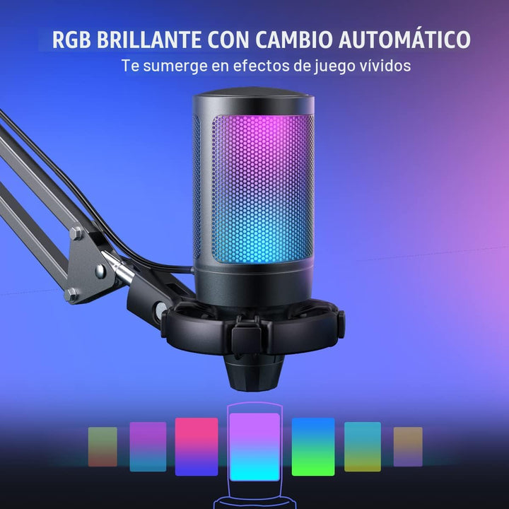 FIFINE Gaming PC USB Microphone, Podcast Condenser Mic with Boom Ar...
