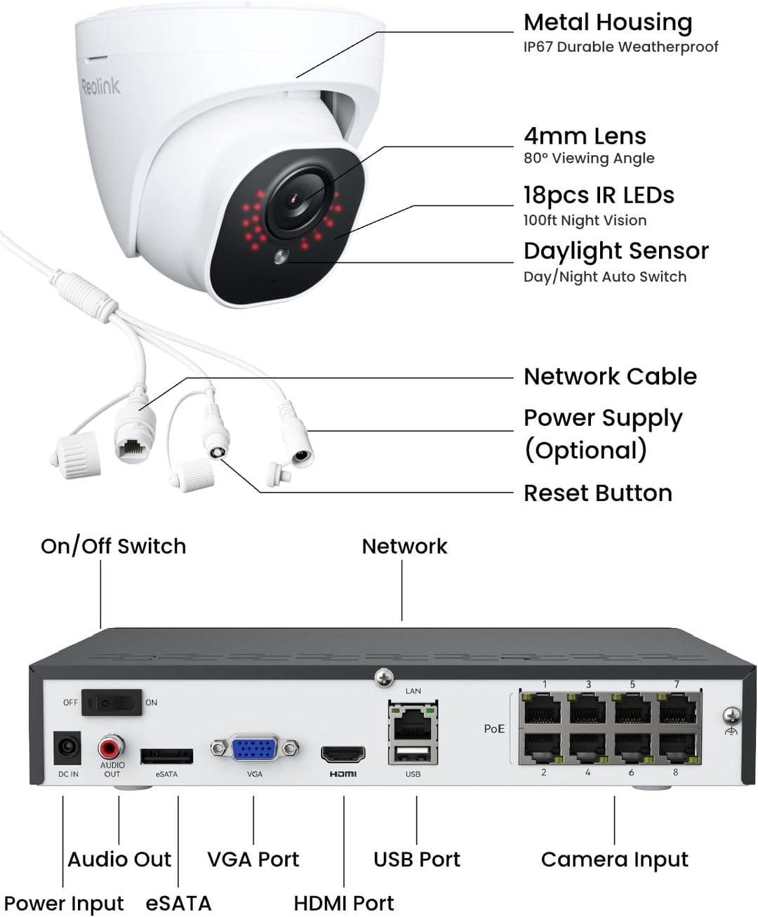 REOLINK Sistema inteligente de cámara de seguridad para el hogar de...
