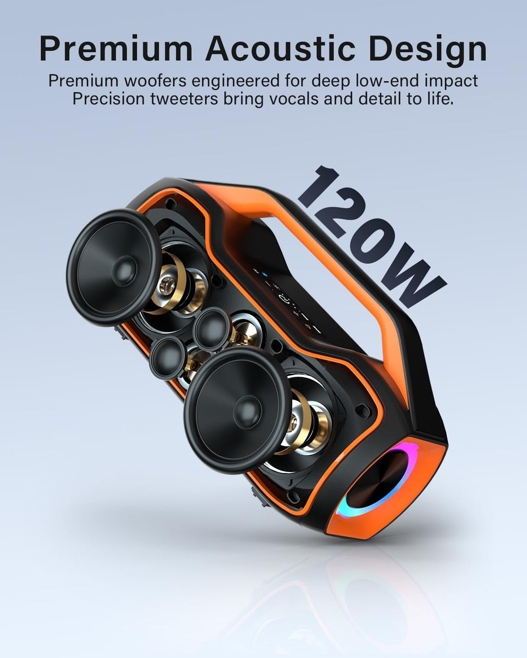 Altavoz Bluetooth portátil de graves de 120 W, potente altavoz inal...
