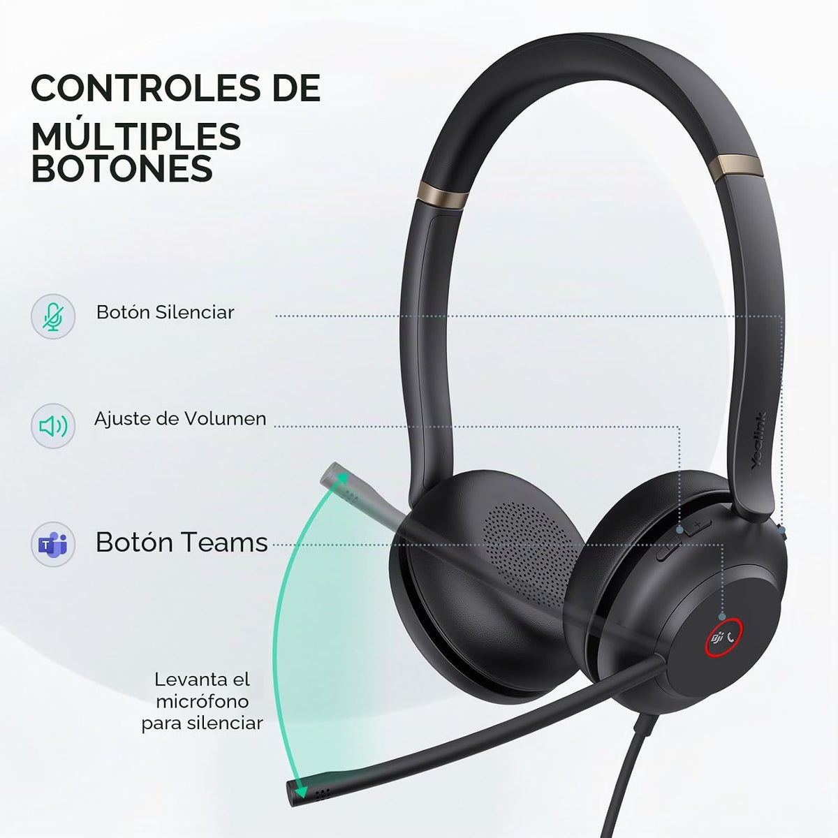 Yealink Auriculares USB UH37 con micrófono de cancelación de ruido, auriculares con cable para computadora portátil, certificados por equipos, cable USB-A/C, funciona con zoom y otras plataformas UC