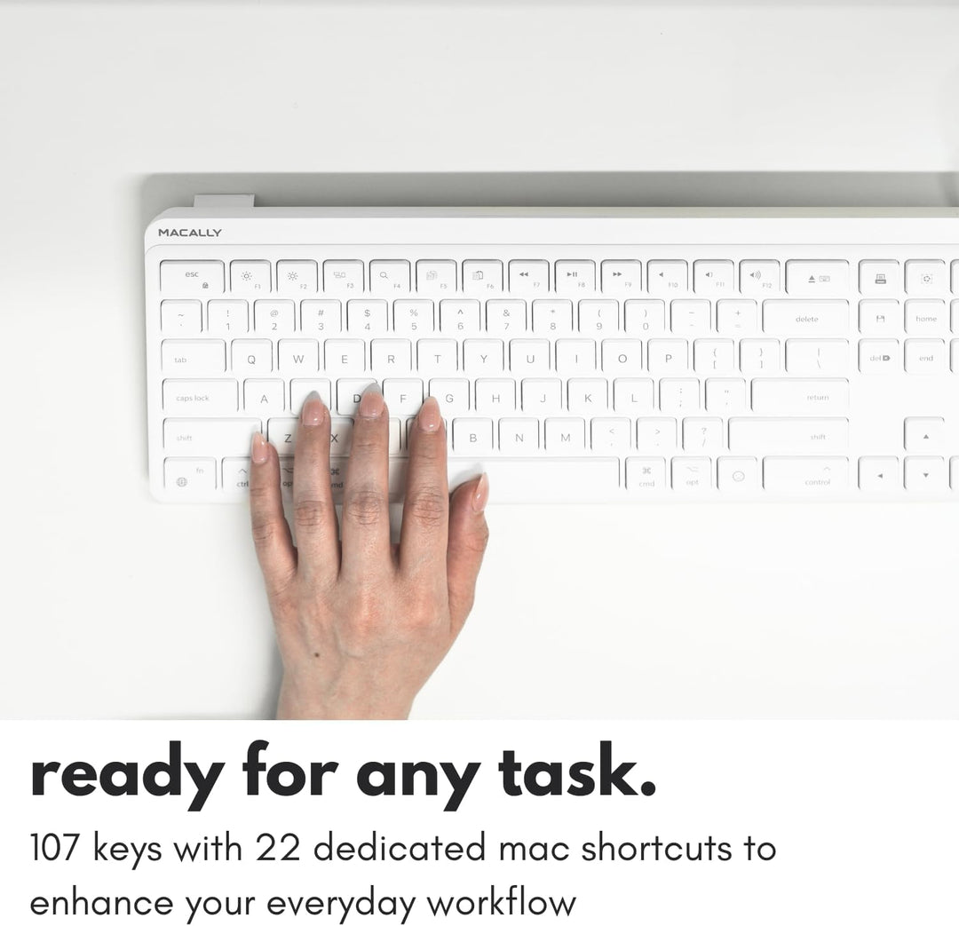 Macally Teclado USB C con cable para Mac (USB C + USB A) - Teclado...