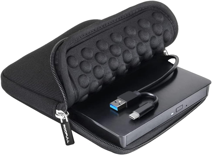 ROOFULL Unidad externa de CD y DVD para portátil y Mac con funda, U...