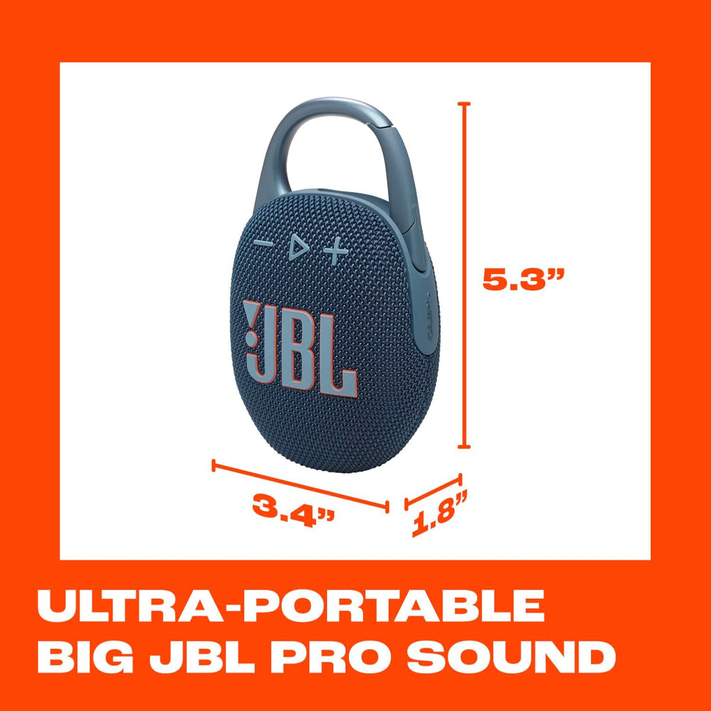 JBL Clip 5 - Altavoz Bluetooth ultraportátil, impermeable y a prueba de polvo, sonido Big JBL Pro con graves intensos, mosquetón integrado, hasta 12 horas de juego