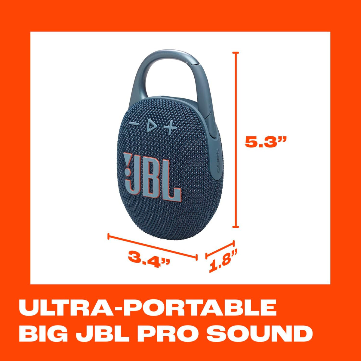 JBL Clip 5 - Altavoz Bluetooth ultraportátil, impermeable y a prueba de polvo, sonido Big JBL Pro con graves intensos, mosquetón integrado, hasta 12 horas de juego