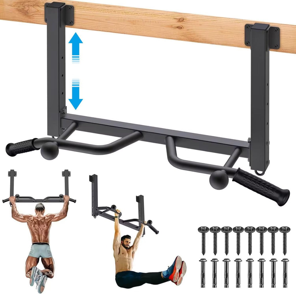 Kipika 32" Barra de tracción de techo montada - Muy duradera, Altamente ajustable, Barra de dominadas multifuncional - Sistema de gimnasio en casa con colgador para bolsa de golpe y entrenamiento con bandas de resistencia