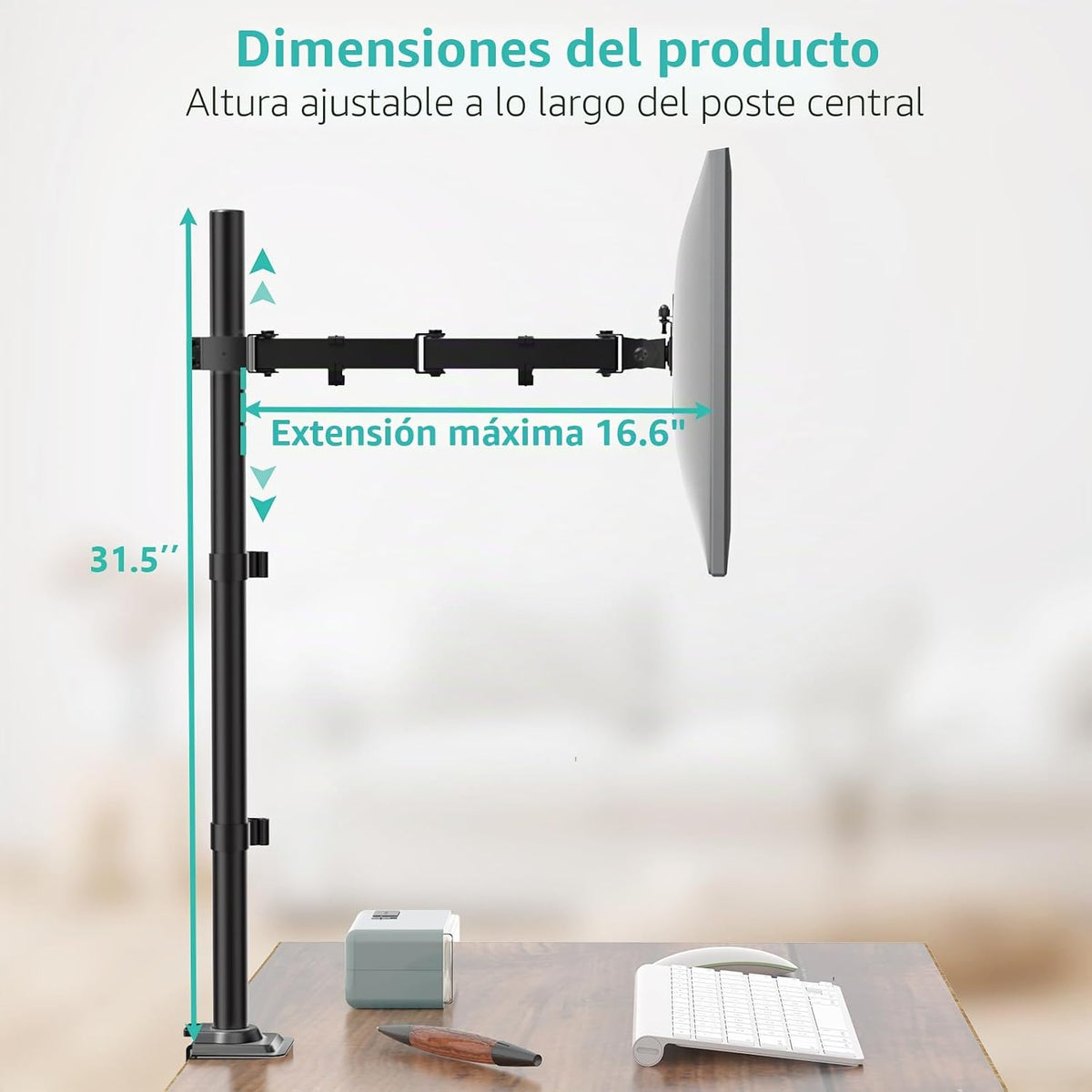 Brazo de monitor alto WALI para escritorio para pantallas de 13-34 pulgadas, 22 lbs por brazo