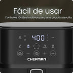 Chefman - Freidora de aire de 6 QT compacta para comidas rápidas y fáciles en minutos, cuenta con tecnología Hi-Fry para una textura extra crujiente, controles táctiles con 4 ajustes preestablecidos