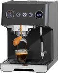 Gemilai G3028A - Máquina de café expreso, cafetera profesional de 15 bares con presión ajustable y espumador de leche automático, doble PID y caldera de 18.6 fl oz, tanque de 57 onzas, acero inoxidable para capuchino, gris latte