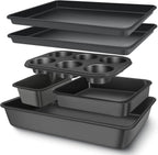 Juego de Moldes para Hornear, Juegos de Utensilios Antiadherentes para Hornear, Moldes para Horno para Cocinar, AIVIKI Juego de 6 Piezas de Bandejas para Hornear Incluyendo Bandeja para Galletas