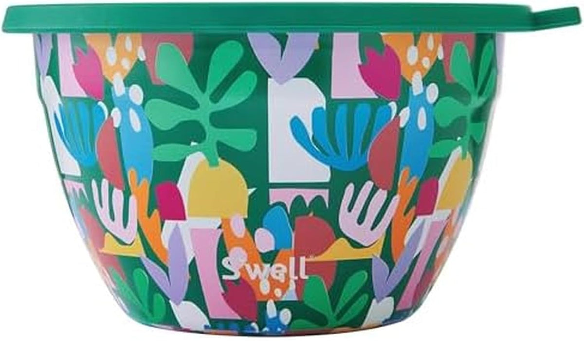 S'well - Kit de ensaladera de acero inoxidable de 64 oz, diseño de recortes de papel, minirecipiente de 2 oz, bandeja extraíble de organización, a prueba de fugas, fácil de limpiar, apto lavavajillas
