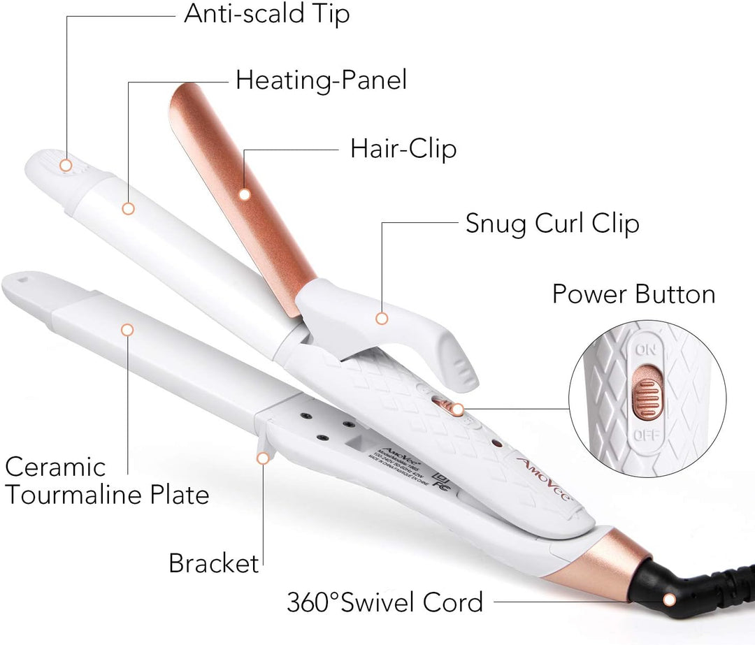 AMOVEE Plancha plana para el cabello 2 en 1, plancha en miniatura,...