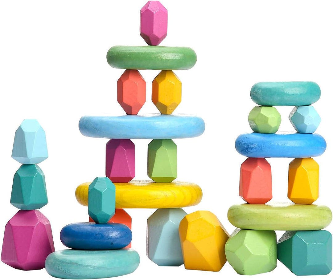 OESSUF 48 piezas de bloques apilables, piedras apilables de equilib...