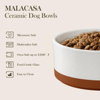 MALACASA Juego de cuencos para perros con soporte de madera, 6 tazas para alimentos y agua para perros de tamaño mediano a grande, cuencos de cerámica para mascotas con base antideslizante pesada, cuencos básicos para tu perro, 58 onzas