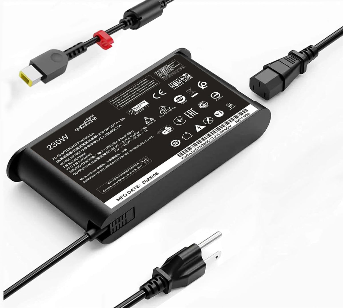 Cargador de punta delgada de 230 W para Lenovo Legion 5 7 5P C7 S7 ADL230NLC3A