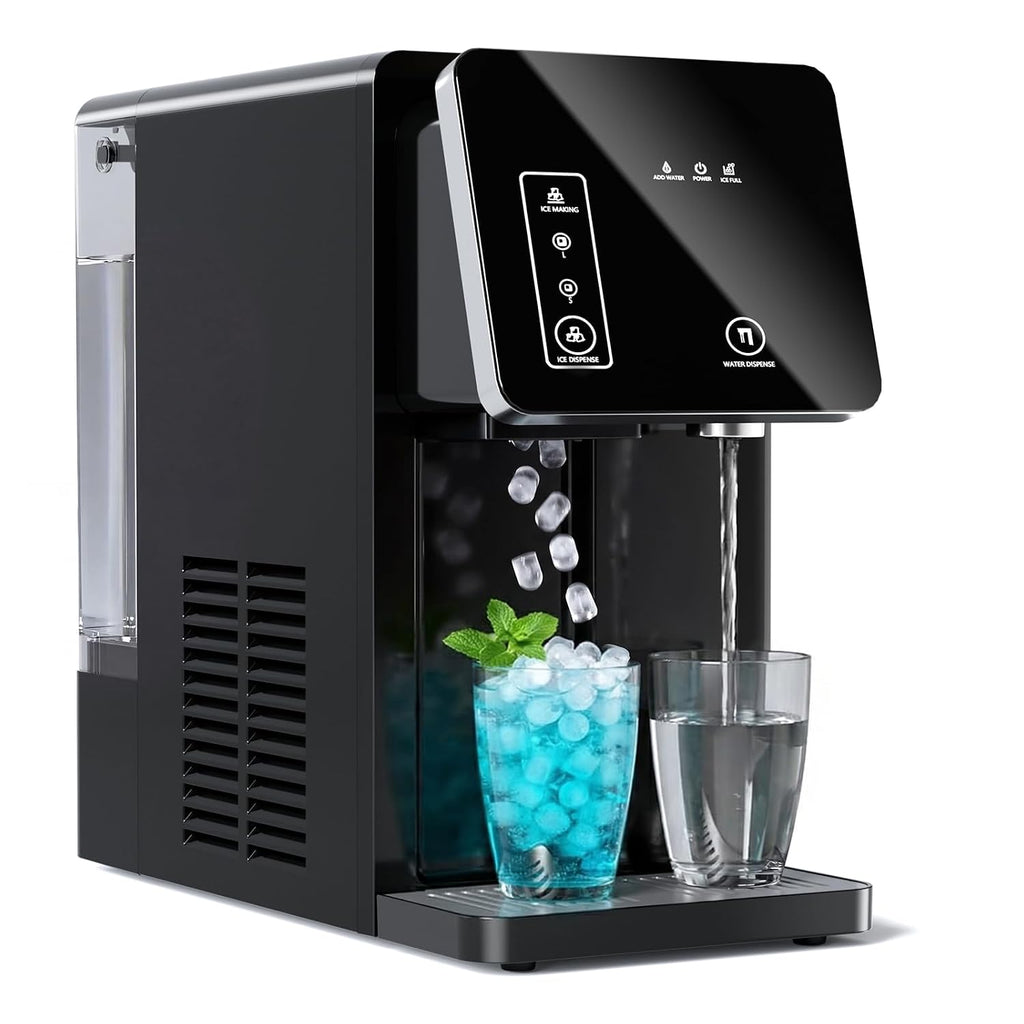 COWSAR Máquina Generadora de Hielo 2 en 1 para Encimita con Dispensador de Agua, Negro
