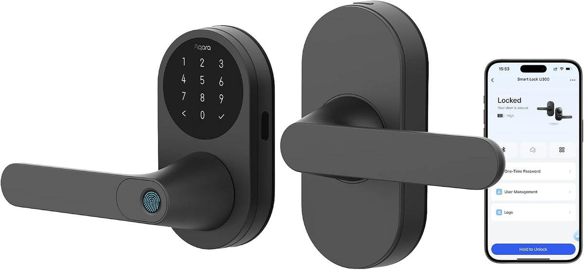 Aqara Cerradura inteligente con mango U300, llave Apple Home, cerradura de