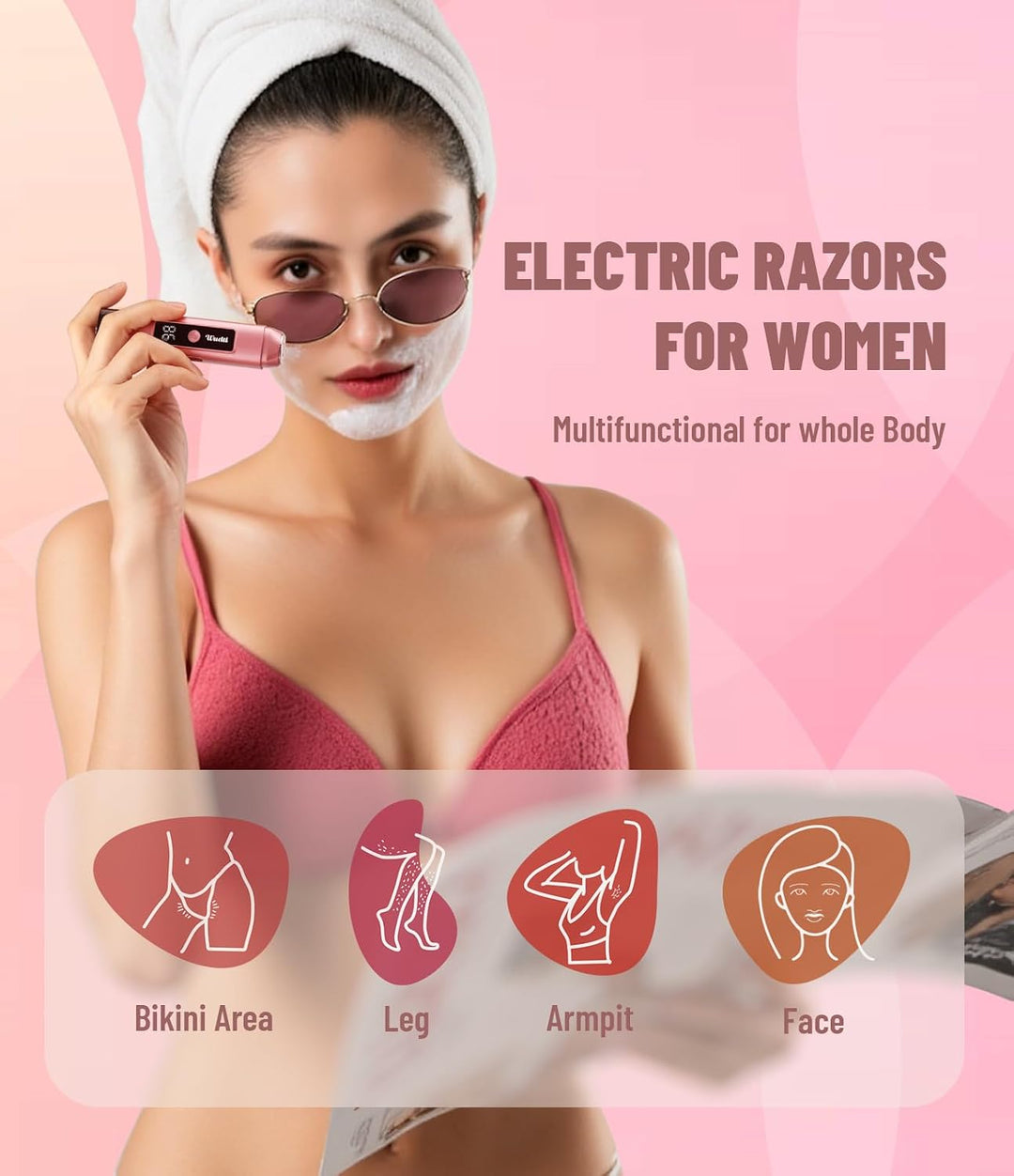 Recortadora de bikini eléctrica de doble cabezal para mujer: afeita...
